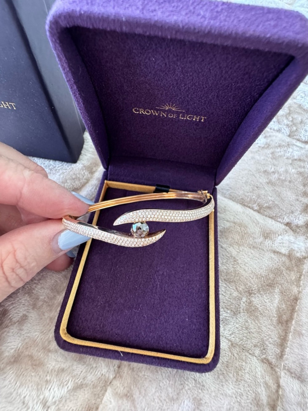 Crown of Light Chocolate and White Diamond Gold Diamond Bangle Bracelet